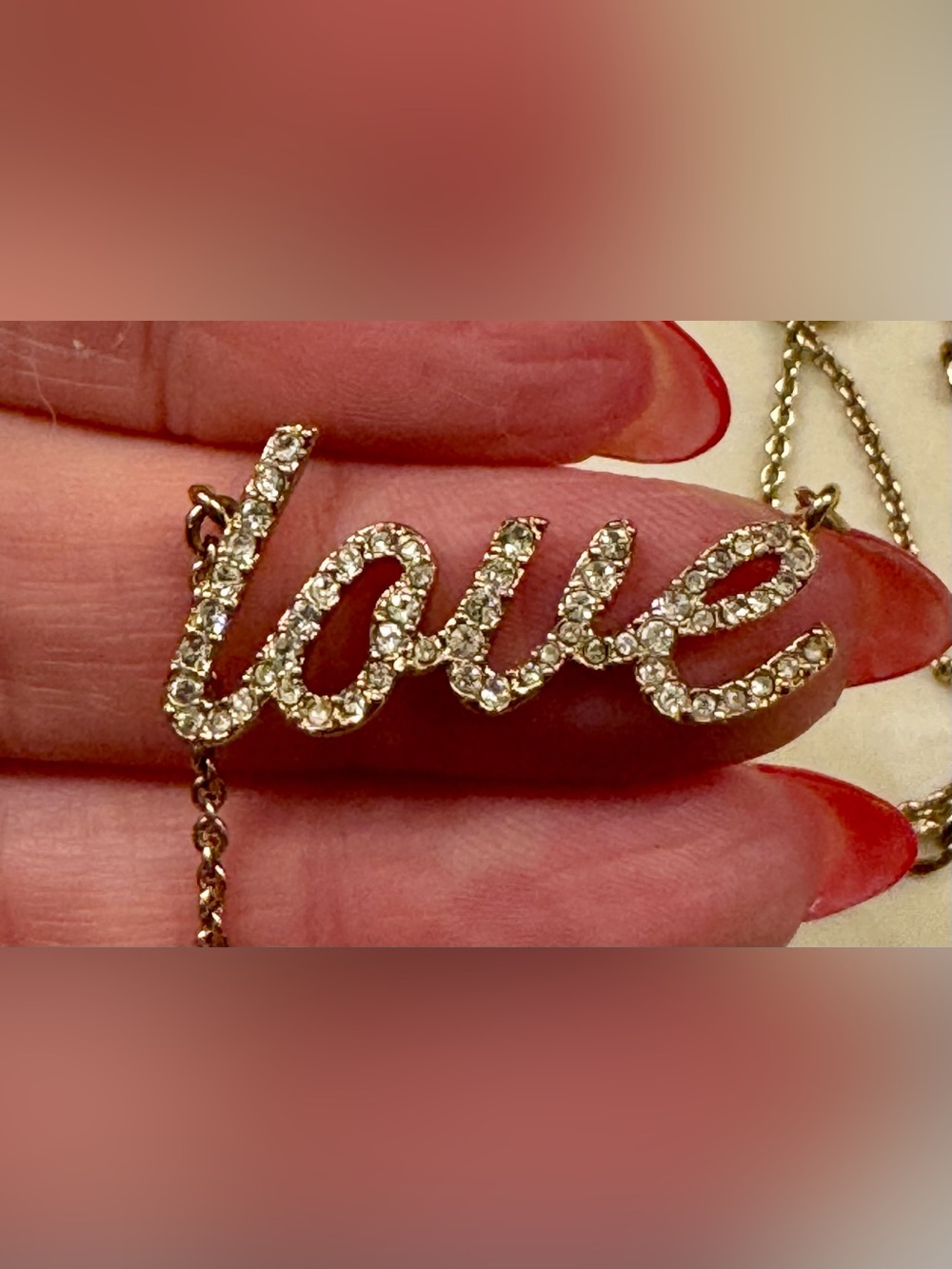 kate spade Gold Crystal 'love' Script Necklace - Picture 8 of 9